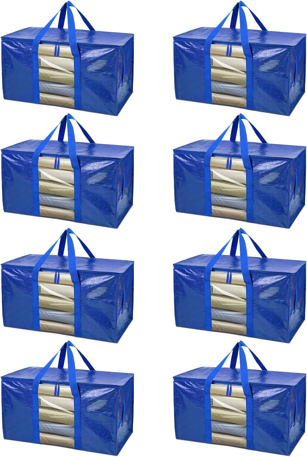 BALEINE Oversized Moving Bags with Reinforced Handles, Heavy-Duty Storage Tote for Clothes, Moving Supplies (Clear)