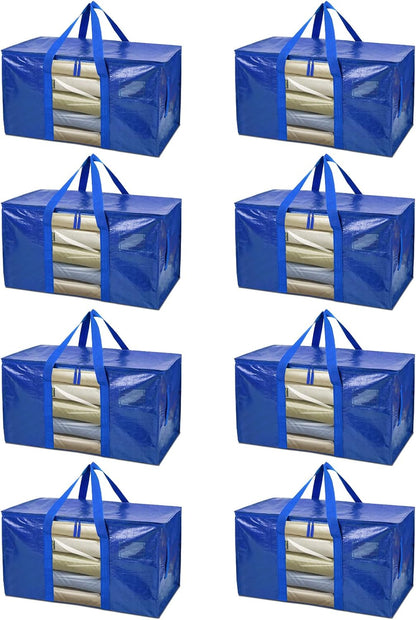 BALEINE Oversized Moving Bags with Reinforced Handles, Heavy-Duty Storage Tote for Clothes, Moving Supplies (Clear)