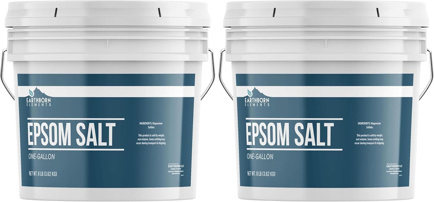 Earthborn Elements Epsom Salt (1 Gallon), Resealable Bucket, Magnesium Sulfate Soaking Solution, All-Natural