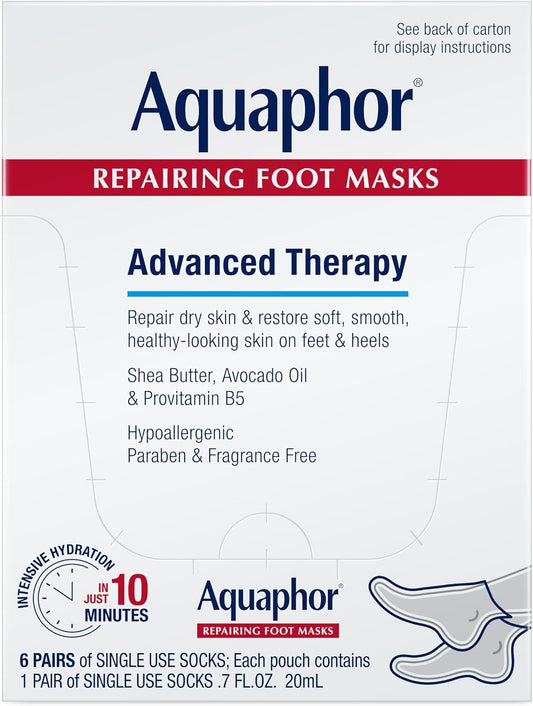 Aquaphor Advanced Therapy Repairing Foot Masks, 6 Masks x 0.7 FL OZ