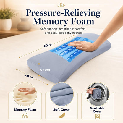 Lumbar Support Pillow for Bed Relief Lower Back Pain with Cooling Gel: Sciatica Lower Back Pillow for Sleeping-Memory Foam Waist Pillow for Side/Back/Stomach Sleepers-Bed Rest Pillow for Car, Sofa