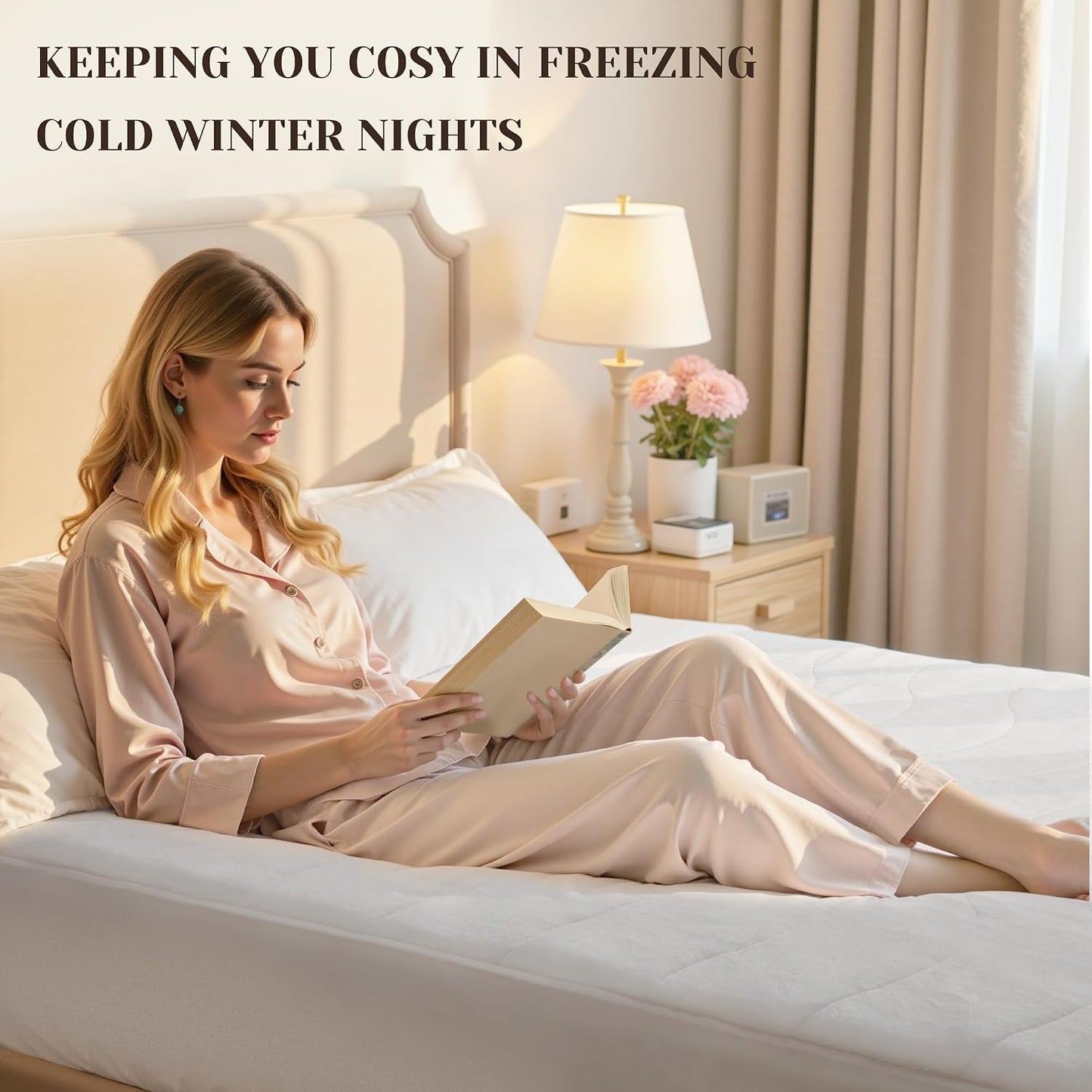 GOTCOZY Heated Mattress Pad Mini Twin Size-Heated Pad for Bed Warmer(White)