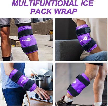 AiricePac 2 Ice Pack for Knee Pain Relief, Reusable Gel Ice Wrap for Injuries, Swelling, Knee Replacement Surgery, Cold Compress Therapy for Arthritis, Meniscus Tear and ACL, Blue