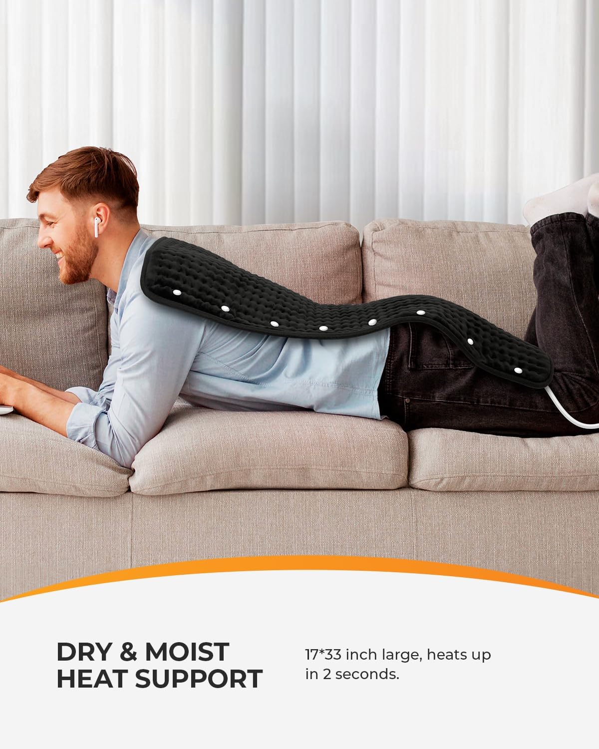 CooCoCo 17x33 Large Heating Pad for Back, HSA Approved Items for Mom Dad, Electric Heated Pad for Neck Shoulders Period Cramps, FSA Eligible Heat Pad, Auto Off, 10ft Cord