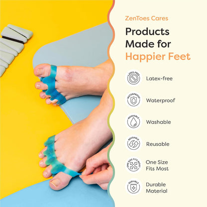 ZenToes Silicone Toe Spacers and Separators for Correct Toe Alignment, Bunion Relief, Hammertoe Straightener, Gel Orthopedic Corrector – 1 Pair (Black)