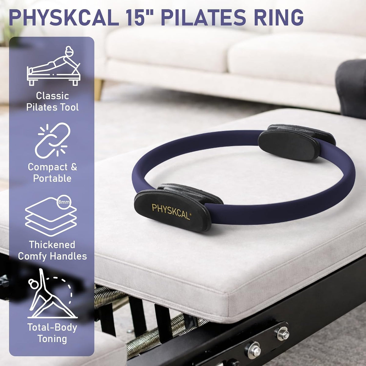 PhysKcal Pilates Ring, 15-Inch Magic Circle with Thick Padded Handle
