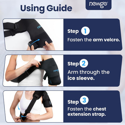 NEWGO Shoulder Ice Pack Wrap - FSA Eligible, Reusable Gel Cold Compression Sleeve for Rotator Cuff, Shoulder Surgery Recovery & Injuries, Tendinitis, Frozen Shoulder - Fits Both Shoulders