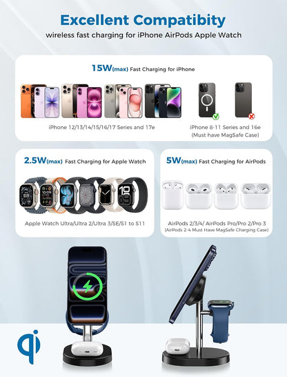 Mag-Safe Charger 3 in 1 Charging Station for iPhone Apple Watch AirPods