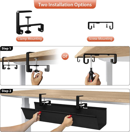 Univivi No Drill Under Desk Cable Management Tray, 36 inch Cable Management