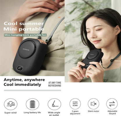 AOCOOLFAN Portable Neck Fan, Mini Small Personal Handheld Fan USB Rechargeable 3 Speed for Girls Boys Woman Eyelash Travel Home Office Outdoor (White)