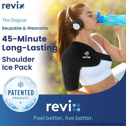 REVIX XL Ice Pack for Shoulder Wrap, 45-Min Long-Lasting Cold Therapy for Rotator Cuff Relief with Ice Grid Gel Design, Extra Large Reusable Ice Packs for Post-Workout Recovery & Soothe Discomfort