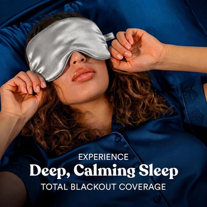 ASUTRA Silk Eye Pillow for Sleep, Black - Filled w/Lavender Buds & Flax Seeds, Weighted Eye Mask, Meditation & Light Blocking Blindfold, Cooling Gel Mask Included