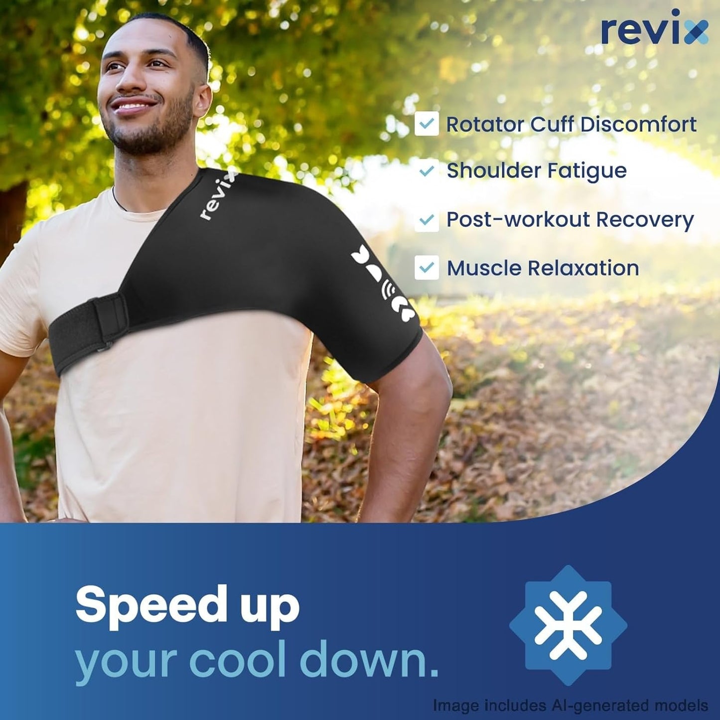 REVIX Shoulder Ice Pack Wrap for Rotator Cuff Cold Therapy, Premium Solid Gel Ice Pack for Shoulder with Soft Lycra, Reusable Shoulder Brace Ice Sleeve for Men Women Post-Workout Recovery & Discomfort