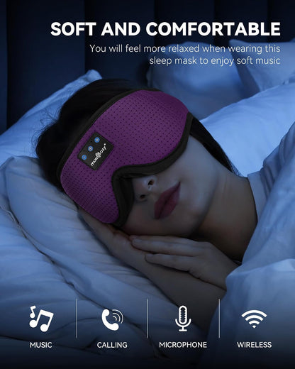 MUSICOZY Sleep Headphones, Bluetooth 5.4 Sleep Mask Headband Headphones Sleeping Eye Mask, Wireless Music Earbuds Earphones with HD Stereo Speakers for Side Sleepers, Cool Gadgets Unique Gift
