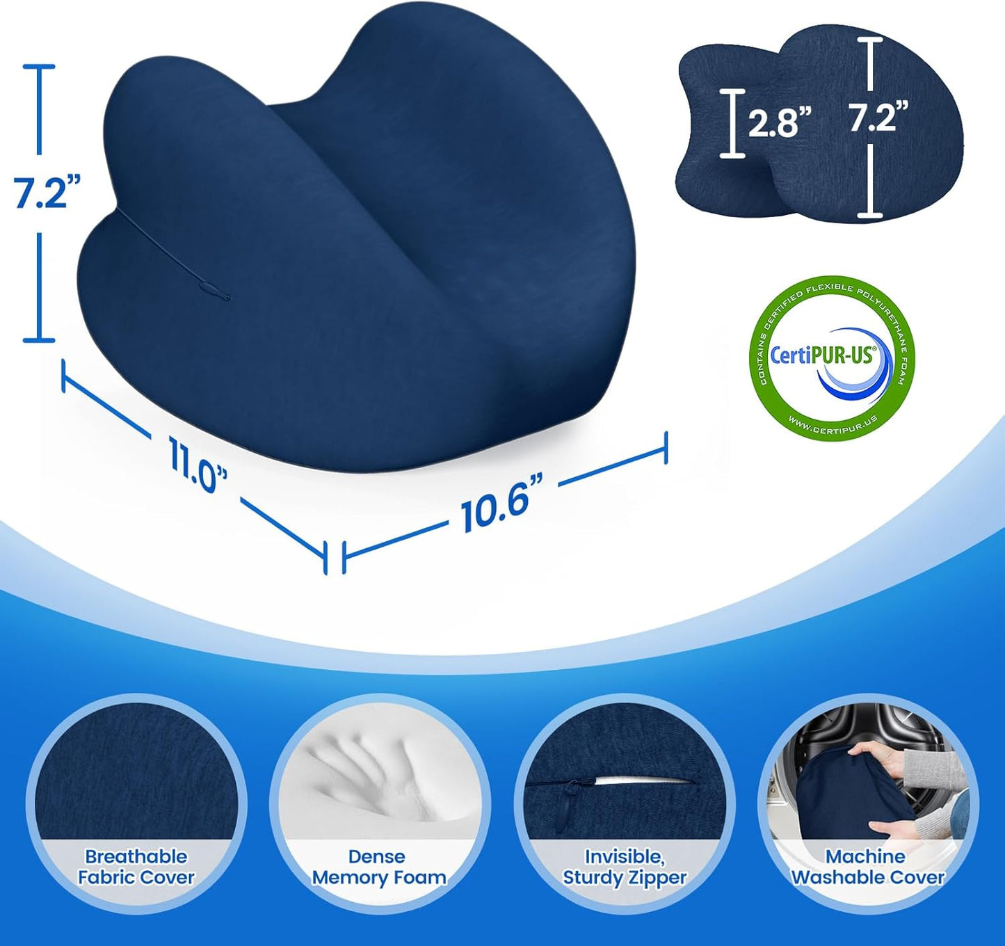Knee Pillow for Side Sleepers, High-Density Memory Foam Leg Pillow for Side Sleeping, Heart-Shaped Design for Knees, Hips & Spinal Alignment, Grey