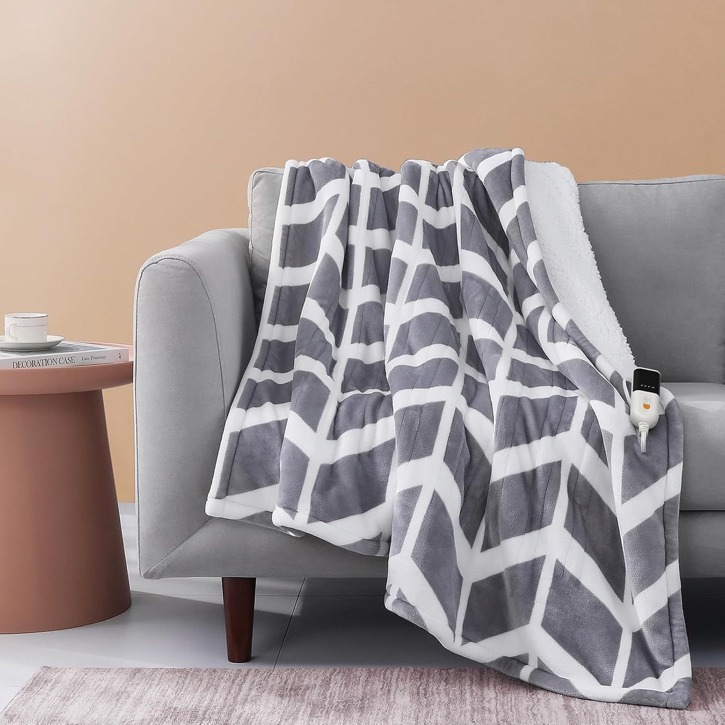VENTIMI Electric Blanket Heated Throw, 50" x 60" Heated Blanket with 5 Heat Levels & 3 Hours Auto Off, Fast Heating Blankets with ETL & FCC Certification, Grey