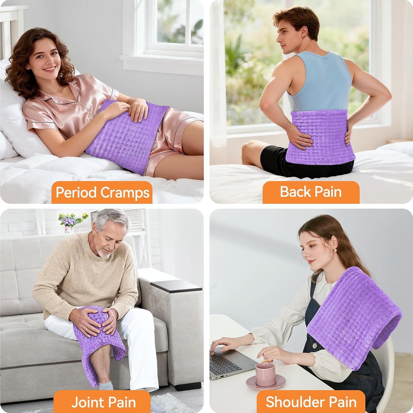 Heating Pad for Back Pain, Electric Heat Pad with 9 Heat Levels & 4 Auto-Off Timers, Portable Heating Pad for Period Cramps, Shoulder, Neck, Machine Washable, Gifts for Women and Men, Grey, 24''×12''