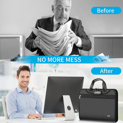 Important Document Organizer with Lock, Fireproof Accordion File Organizer