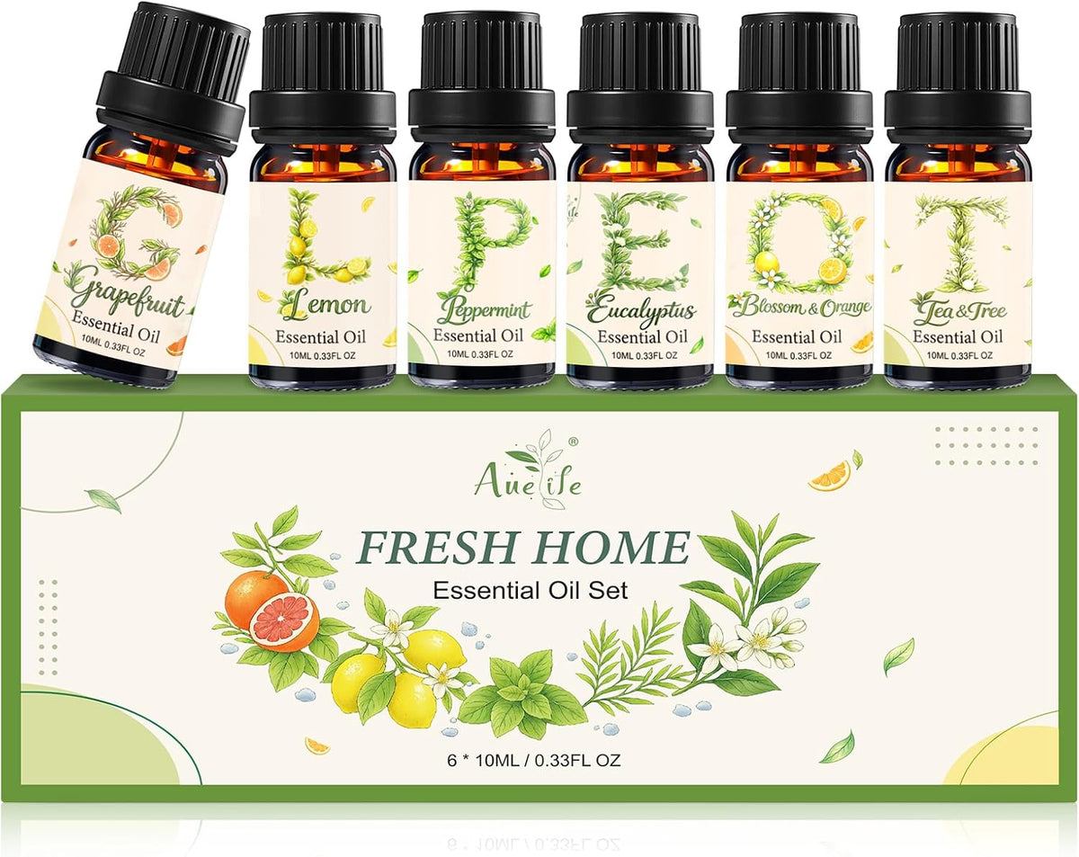 Auelife Men Essential Oils Set for Diffusers for Home, 6x10ml Scented Oil
