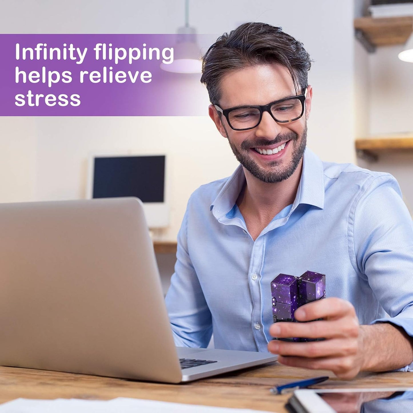 Infinity Cube Fidget Toy Stress Relieving Fidgeting Game for Kids and Adults,Cute Mini Unique Gadget for Anxiety Relief and Kill Time (Macaron Blue)