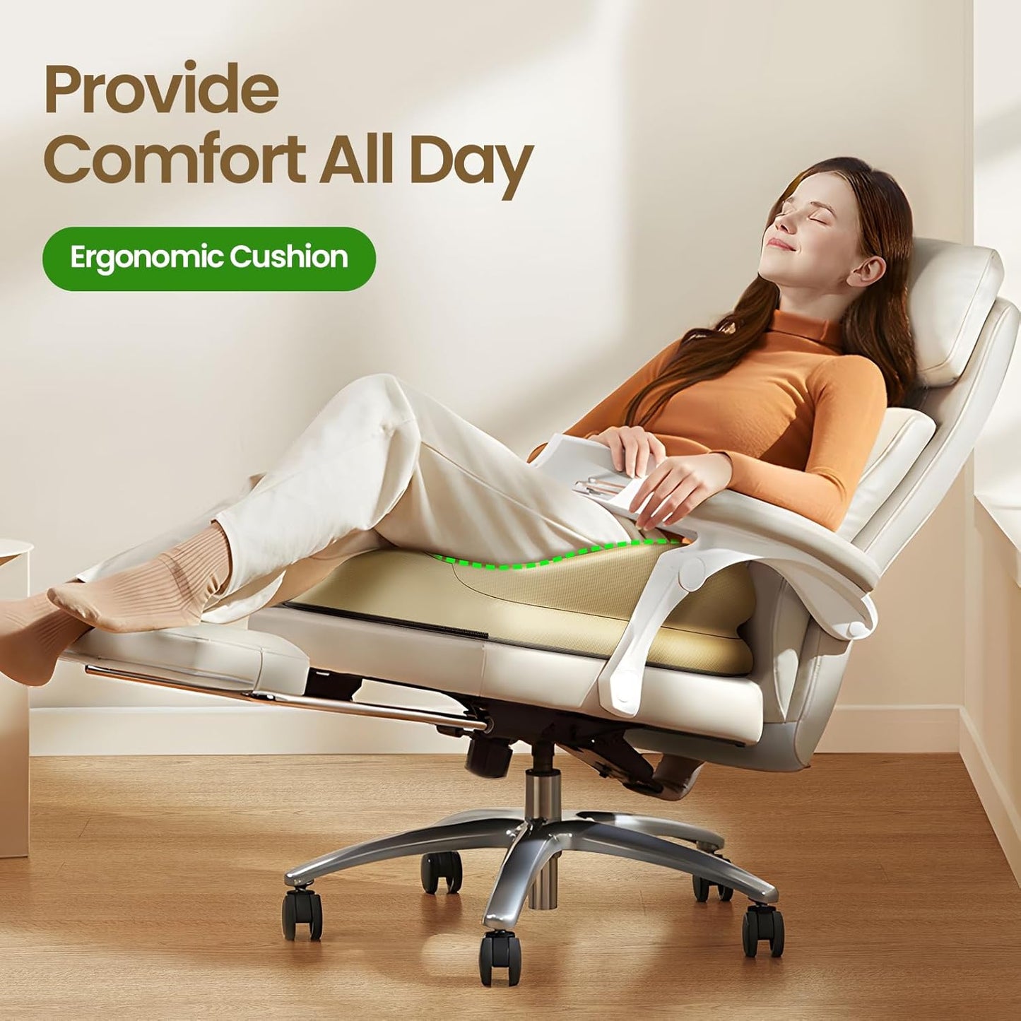 Benazcap Memory Foam Seat Cushion for Office Chair, Ergonomic Chair Cushions for Tailbone Pain Relief, Sciatica & Back Support, Office Chair Cushion & Car Seat Cushion