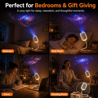 2027 New Hd Smart Dynamic 5d Holographic Night Light Projector, Plug and Play Hd Star Projector, 360° Adjustable Hd Galaxy and Ocean Projector for Bedroom Ceiling (24 Projection Films)