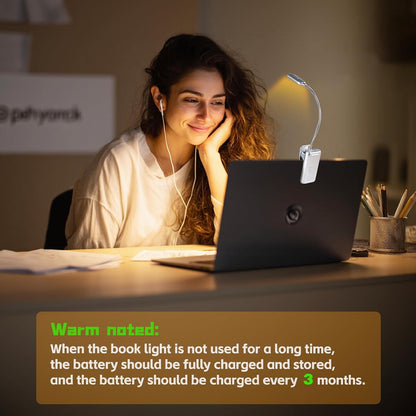 VAVOFO Clip On Book Light for Bed Kids, 7 LED Reading Light with 9-Level Warm Cool White Daylight, Eye Care Lamp with Power Indicator for Bookworms (Blue)