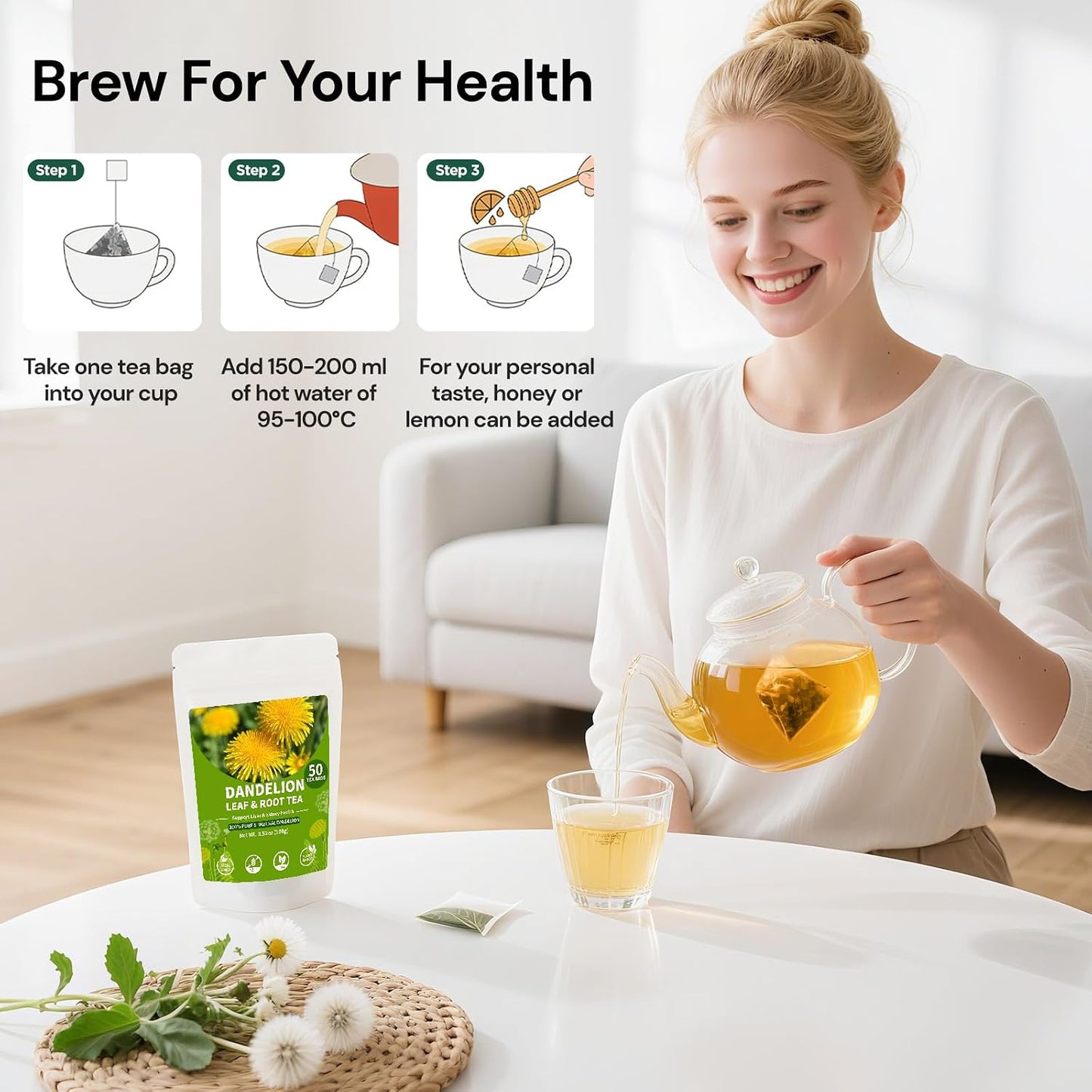 Liver Detox Tea, Chinese Kidney and Liver Cleanse Detox Herbal Tea Support Kidney Healthy Function with 11 Precious Ingredients Formula (1 Pack/15 Bags)