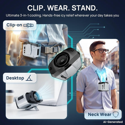 AJVV Portable Waist Fan Wearable Belt Fan Clip on Fan for Shirt, 40H Max Personal Cooling, for Camping, Outdoor, Jobsite, Travel (Off-white)