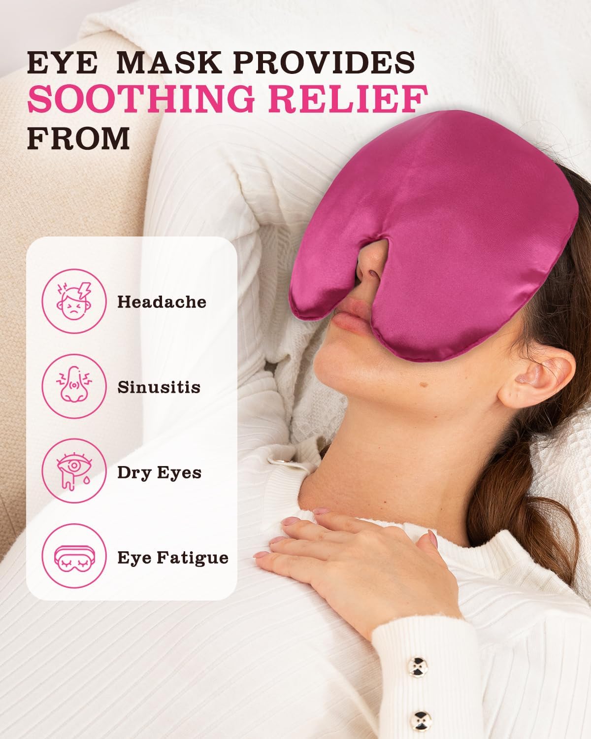 Weighted Sinus Mask, Warm Cold Compress Eye Mask for Dry Eyes, Migraine, Sinus Pressure Relief, Stress, Eye Pillow Microwavable Face Heating Pad for Puffy Eyes, Self-Care Gifts for Women (8x7 Inch)