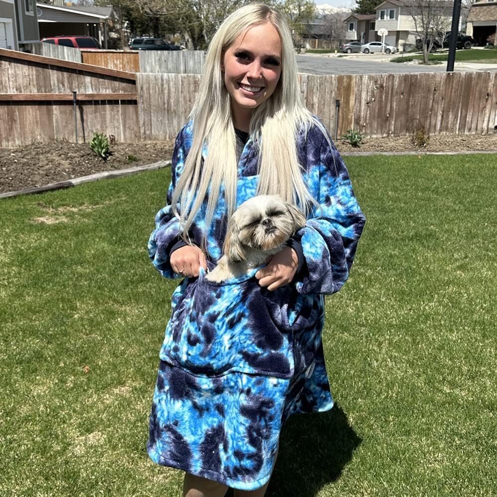 Krifey Wearable Blanket Hoodie, Oversized Sherpa Hooded Blanket for Adults | Soft sherpa fleece with sleeves and pocket; oversized fit for lounging, WFH, camping, Christmas and white elephant gifts.