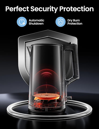 Comfee 1.7L Stainless Steel Electric Tea Kettle, BPA-Free Hot Water Boiler, Cordless with LED Light, Auto Shut-Off and Boil-Dry Protection, 1500W Fast Boil