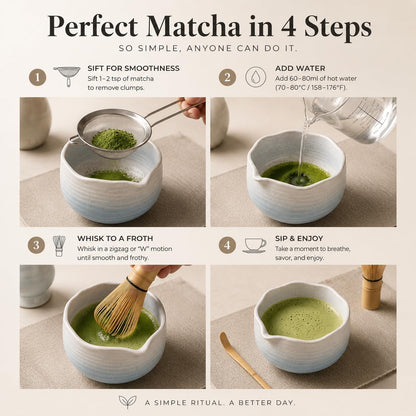 BARISTA EMPEROR® MATCHA WHISK SET PREMIUM 11pcs - Professional Matcha Kit Set with Matcha Bowl, Matcha Whisk, Milk Frother, Spoon, Sifter, Scoop, Stand, Cup, Tea Mat, Cloth - Matcha Bowl Set