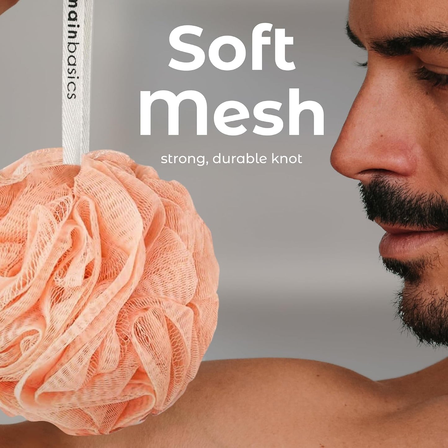 MainBasics Bath Shower Loofah Sponge Pouf Body Scrubber Exfoliator Body Wash Sponge (Set of 3, Airy Blossom)