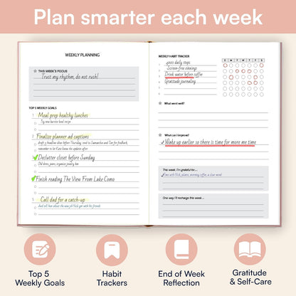 3-Month Productivity & Goal Planner 2026 - Undated Daily Monthly Weekly Planner for Women, Habit Tracker, Time Management & Mindfulness Journal, A5 To Do List Organizer