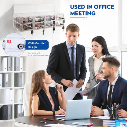 Threan 12 Slot Cell Phone Storage Box, Acrylic Clear Cell Phone Storage Cabinet Wall Mounted with Door, Locks and Keys for Office School Factory