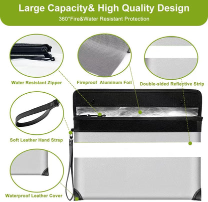 Upgraded 6500° Fireproof Money Bag for Cash,11.2"×7.7"& 8"×5"Small Fire Proof Money Bag for Cash with Reflective Strips,Portable Fire Safe Bag for Passports,Cash,Power Bank,Valuables