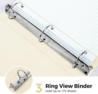 SKYDUE 1 Inch 3 Ring Binder with 8 Tab Dividers & 24 Labels, Pastel Binder Organizer for Letter Size Paper, Aesthetic School Binder for Notes, Documents, Office & Home Organization, Purple
