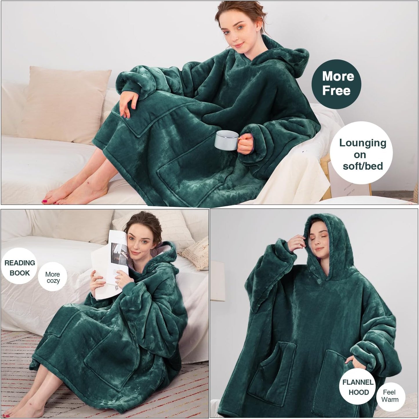 Aemicion Strawberry Blanket Hoodie,Oversized Sherpa Wearable Hooded Blanket,Warm Cozy Sweatshirt Gifts for Women Girls Adult