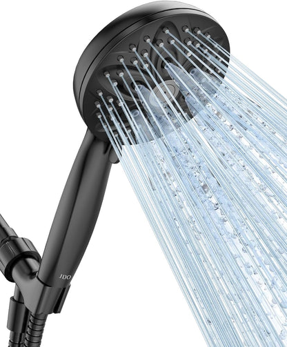 6-Setting Shower Head with Handheld, JDO High Pressure Hand held Shower Head, 4.7 Inch Chrome Detachable Showerhead Set with 59 Inch Stainless Steel Hose and Adjustable Showerhead Holder