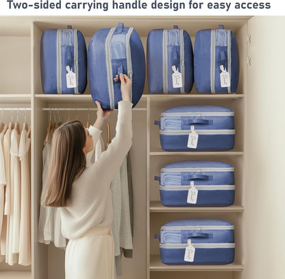 DIMJ Comforter Storage Bag - Blanket Storage Organizer Compression Bags, Large Capacity Ultra Space Saving Self Compression Organize for Bedding, Pillow, Duvet, Sheet Storage with Zipper Window