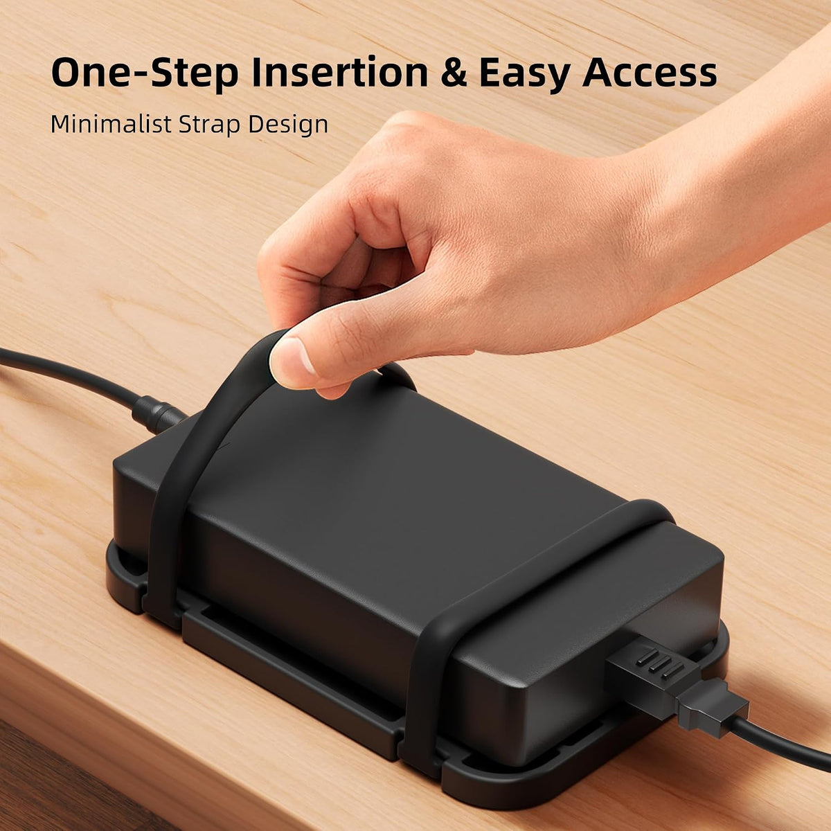 Upgraded Laptop Charger Holder,Adjustable Silicone Strap Power Brick Organizer With Heat Dissipation,Under Desk Cable Management Mount For Most Power Adapters,Chargers, Included Screws & Adhesive
