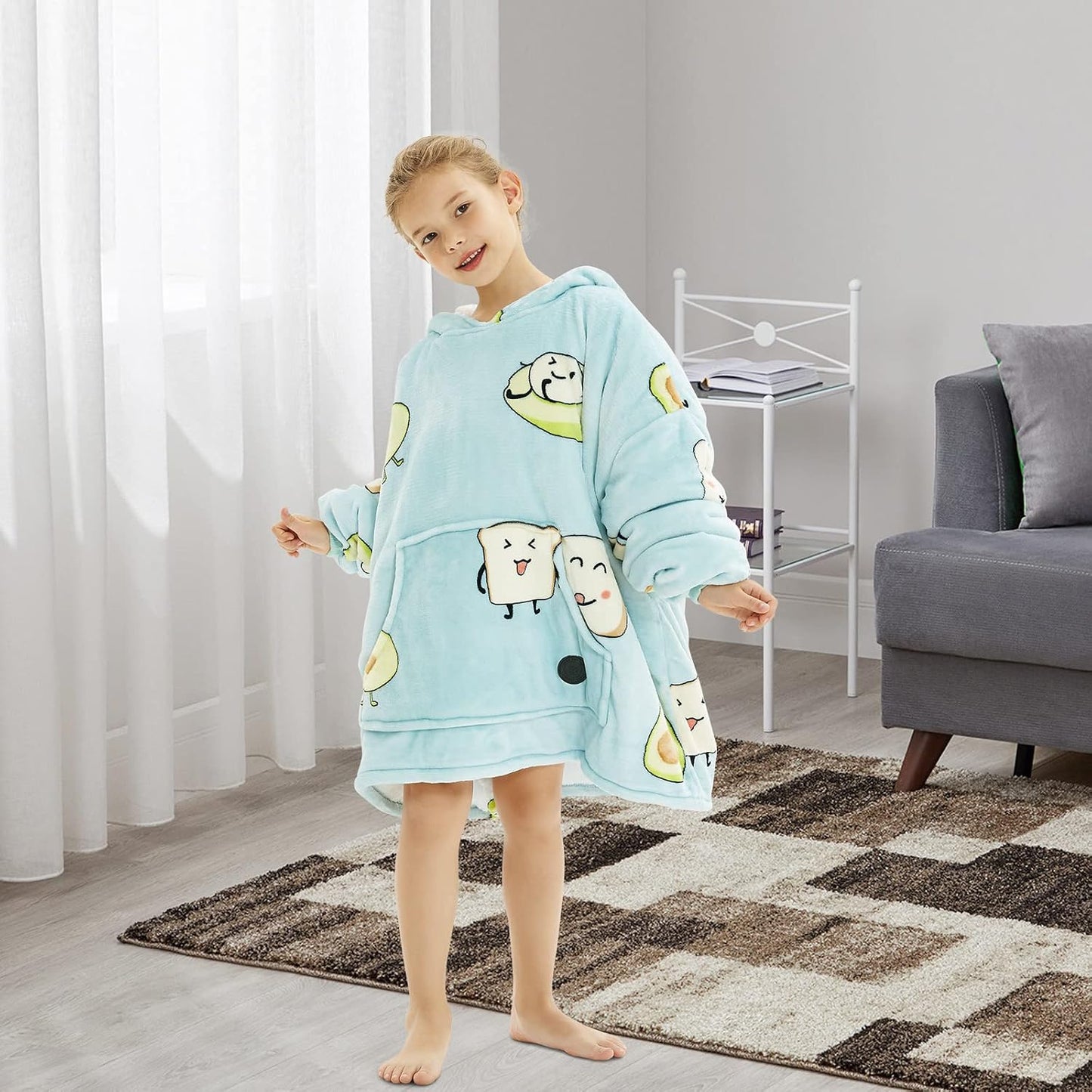 THREE POODLE Wearable Blanket Hoodie for Women, Oversized Sherpa Sweatshirt Blanket for Adults Men, Cozy Hooded Blankets, Gifts for Teen Girls Women Mom Sister