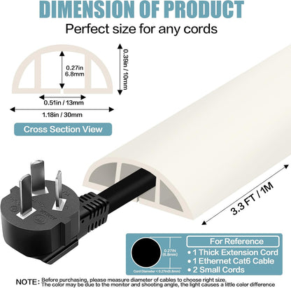 Floor Cord Cover Self Adhesive Cord Hider,10FT Cable Management, Extension Strip Protector for Wires, Prevent Cable Trips for Offices, Gyms, Exhibitions Cavity 0.39"(W) x 0.27"(H) BrownWood