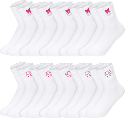 Eurzom 10 Pairs Socks Womens Crew Elastic Ankle Length Cotton Socks Aesthetic Cute Lightweight Low Cut Gifts for Women - Colors A