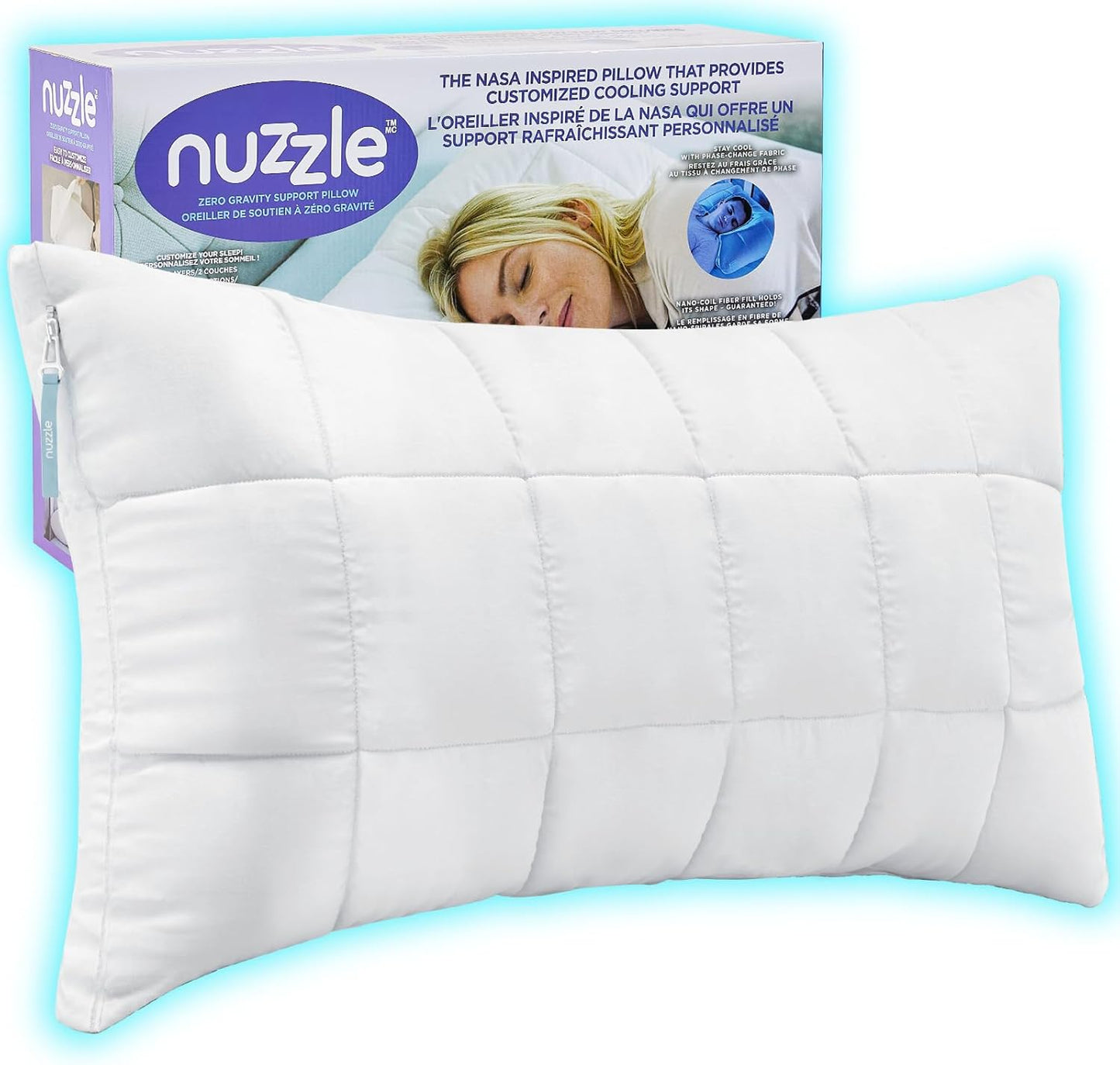Nuzzle Cooling Adjustable Pillow for Side Sleepers,Queen Size Bed Pillow 4 Pack – Hotel Luxury Neck Support, Height Adjust Soft Sleeping Pillow for Back, Stomach or Side Sleepers-Home Gift