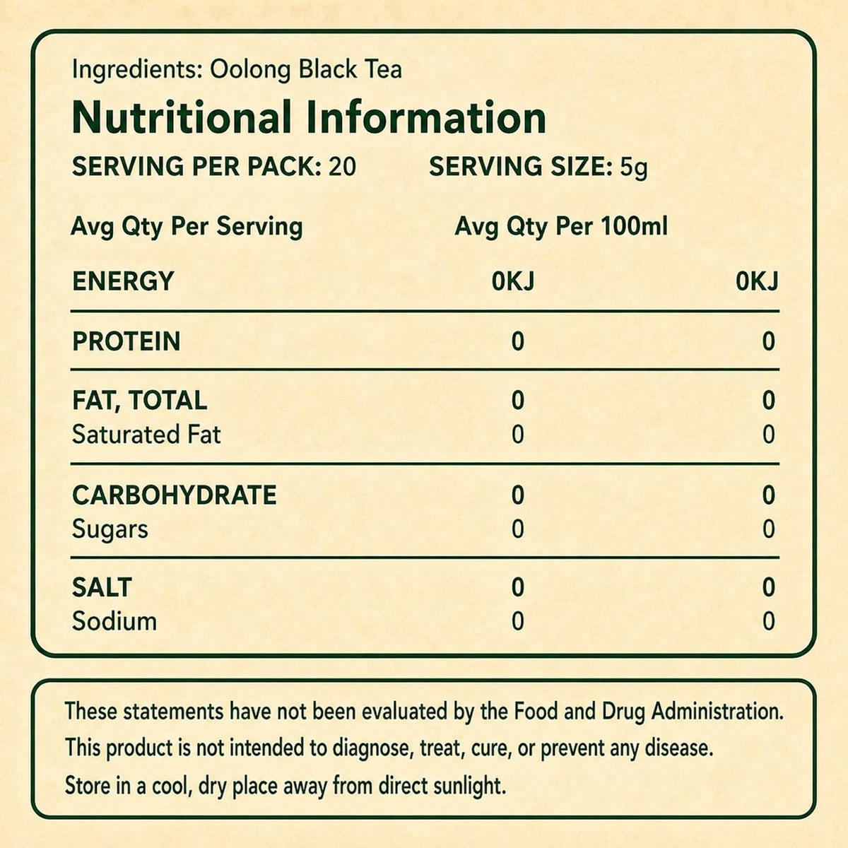 Nutricas Oolong Tea, OrganicTea Bags, Smooth Aroma, 20 Tea Bags