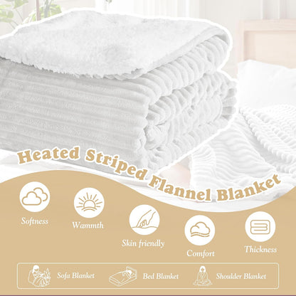 Heated Throw Blanket - Fast Heating 3D Jacquard Electric Heated Blanket, Cozy Heating Blanket with 6 Heating Settings & 4 Hours Auto-Off, Machine Washable, 50"x60", London Grey