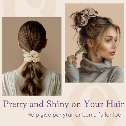 OLESILK Silk Scrunchies Oversized 100% Mulberry: Large for Women& Girls Long Thick Hair, Soft Smooth for No Damage Hair Care Sleeping