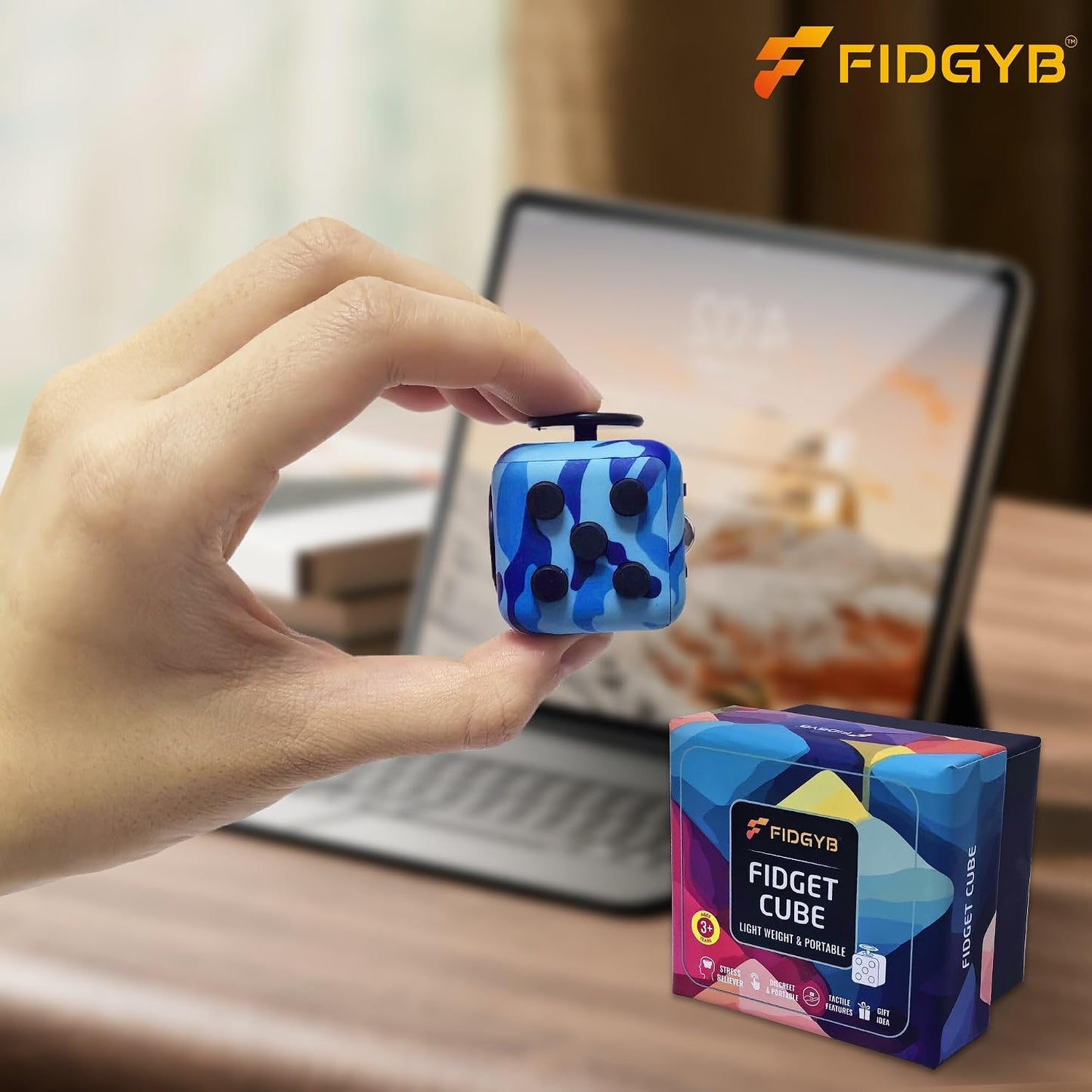Cube Fidget Stress Relief Toy for Adults & Kids, Smooth, Quiet Sensory Toy for Anxiety, Focus & ADHD Idea[Black_Red]